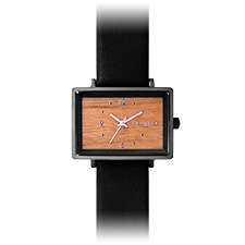 文字盤に本木目を使用したシンプルな四角い木の腕時計「WATCH 1200」