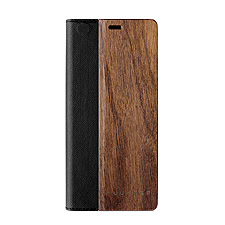 Xperia5用 手帳型木製スマートフォンケース　ウォールナット