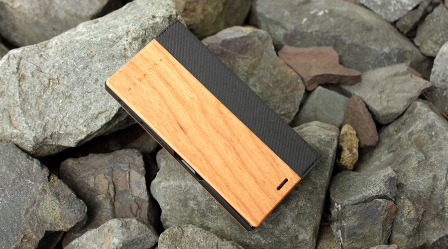 Xperia XZ用 木製手帳型スマートフォンケース　チェリー