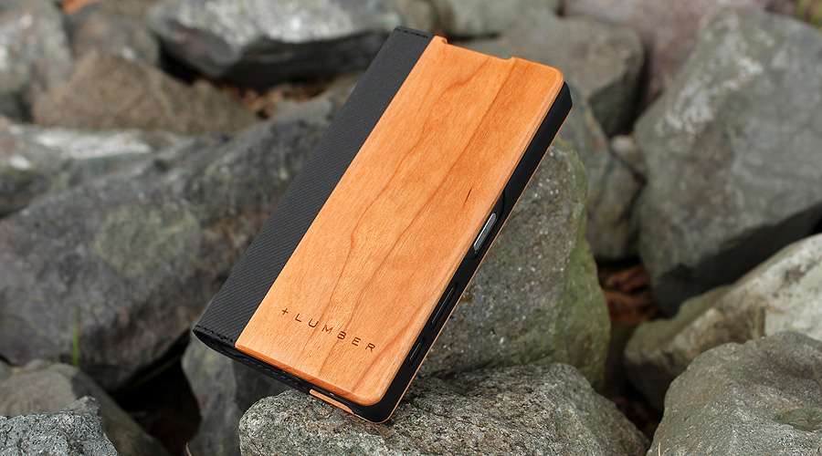 Xperia Z5用 木製手帳型スマートフォンケース　チェリー